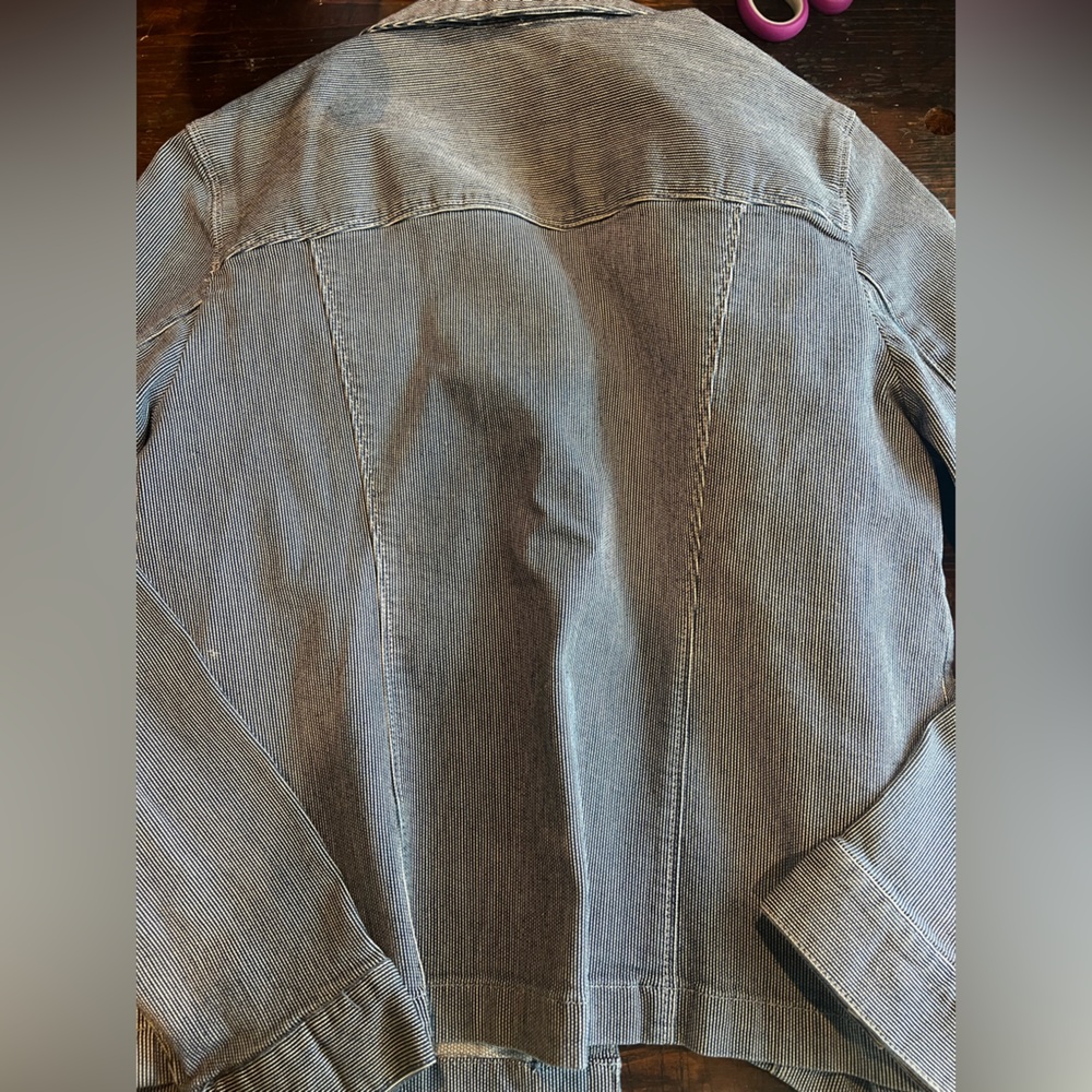 Chico's Blue and White Striped Jacket - Picture 5 of 7